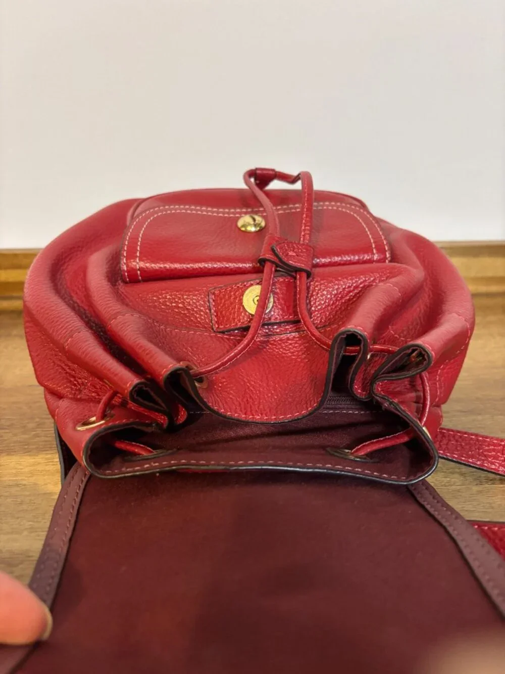 Coach Pennie 22 Red Pebbled Leather Mini Backpack